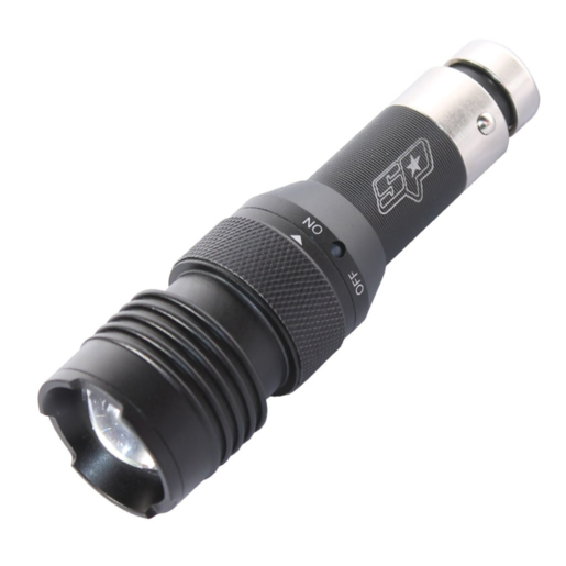 12v car socket rechargeable flashlight LED Spotlight slip grip and unbreakable polycarbonate lens with scratch SP Tools LED Torch Rechargeable